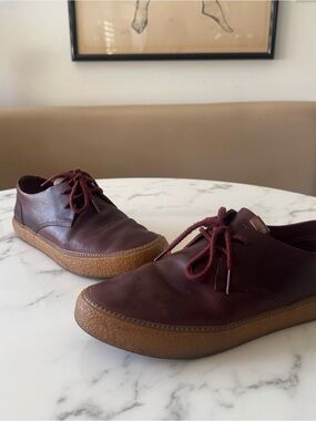 Men's Casual Leather Pointer sneakers in Burgundy
